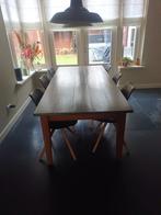 Eettafel 220x97 met 6 stoelen. Ook apart te koop., Ophalen, Gebruikt, Teakhout, 200 cm of meer