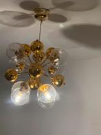 Twee Gouden Sputnik Kroonluchter met Glazen Bollen, Ophalen, Zo goed als nieuw, Glas, 50 tot 75 cm