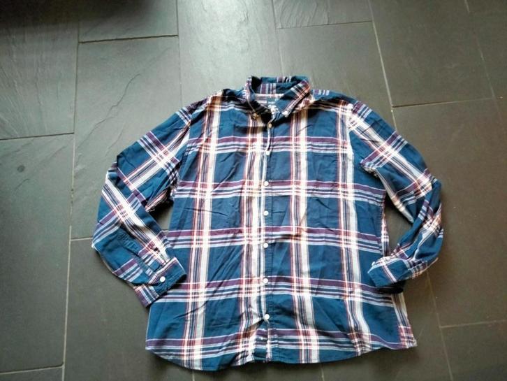 MOOIE donkerblauw geruiten blouse merk Angelo Litrico C&A, Kleding | Heren, Overhemden, Zo goed als nieuw, Overige halswijdtes