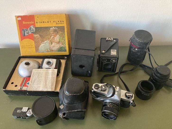 Verzameling camera’s met Pentax Spotmatic SPII, Audio, Tv en Foto, Fotocamera's Analoog, Gebruikt, Spiegelreflex, Pentax, Ophalen