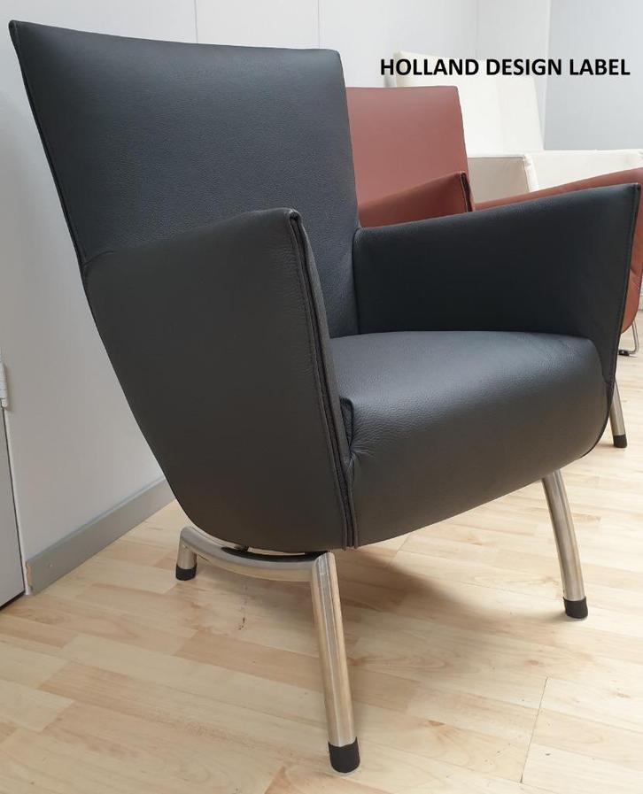 Label Foxxy fauteuil Gerard van den Berg refurbished, Huis en Inrichting, Fauteuils, Nieuw, Leer, Metaal, 50 tot 75 cm, 75 tot 100 cm