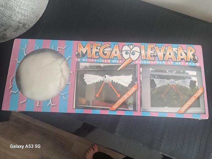 Mega Ooievaar Raamdecoratie - Geboorte Aankondiging, Kinderen en Baby's, Kraamcadeaus en Geboorteborden, Zo goed als nieuw, Geboortebord