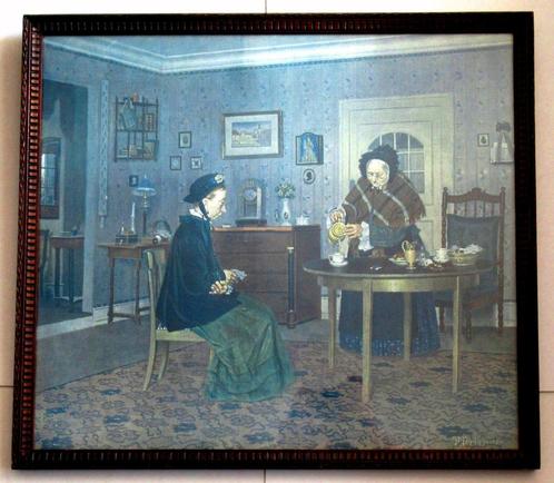 Antiek art prent van schilderij van P. Philippi, 1902, Huis en Inrichting, Woonaccessoires | Schilderijen, Tekeningen en Foto's