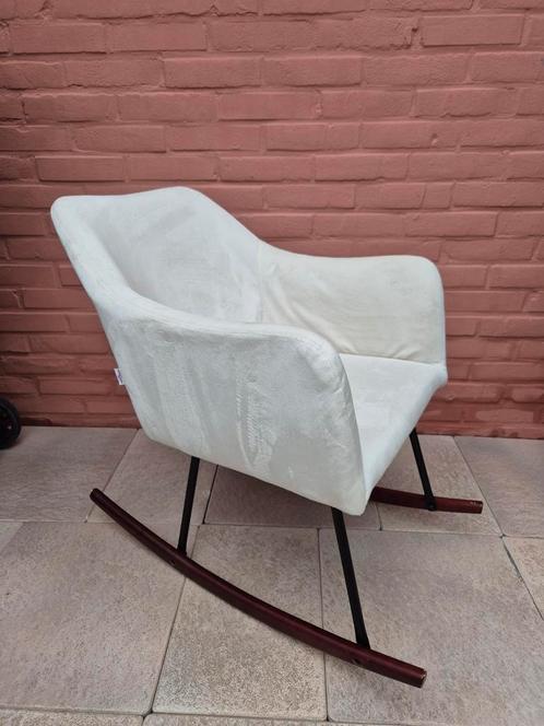 Schommelstoel, Huis en Inrichting, Stoelen, Gebruikt, Eén, Stof, Wit, Ophalen