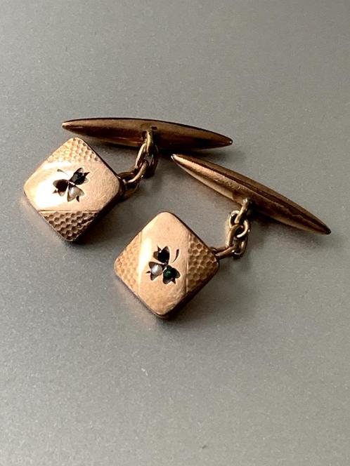 Lot van 2 paar vergulde antieke manchetknopen, ca. 1900 izgs, Sieraden, Tassen en Uiterlijk, Manchetknopen, Zo goed als nieuw