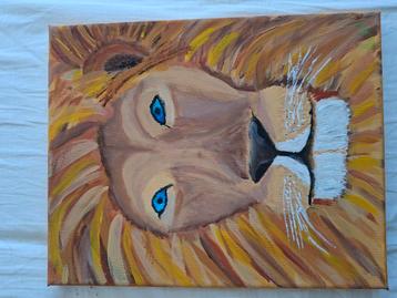Zelfgemaakt schilderij van een leeuw beschikbaar voor biedingen