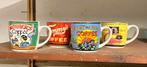 Vintage Koffiemokken Set - Retro Reclame, Gebruikt, Keramiek, Ophalen of Verzenden, Overige stijlen