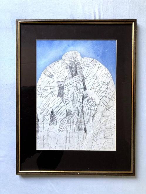 Wolfgang Glockler - Abstracte compositie - collage, Antiek en Kunst, Kunst | Schilderijen | Modern, Ophalen of Verzenden