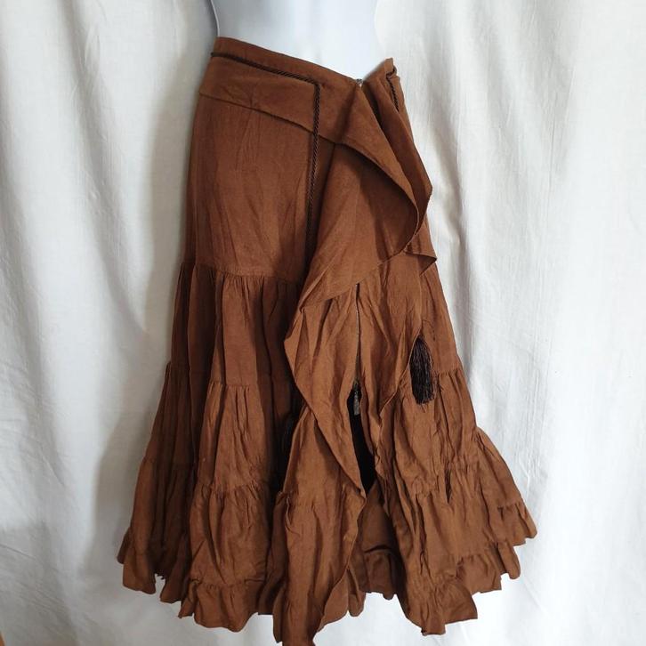 Gave bruine wijde laagjes rok mt 40 merk Paris WooXoom, Kleding | Dames, Rokken, Zo goed als nieuw, Maat 38/40 (M), Bruin, Onder de knie