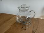 Glazen thee pot met theelicht warmer, Ophalen of Verzenden, Zo goed als nieuw