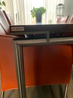 Eettafel kersenhout Bert Plantagie met 6 leren fauteuils, Ophalen, Gebruikt, 4 tot 6 stoelen