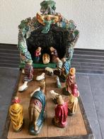 22 delige Gips beeldjes kerstgroep met stal., Ophalen