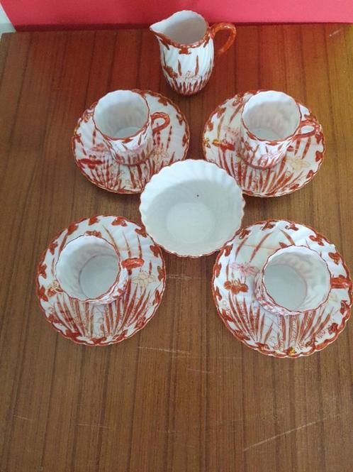 4 antieke japanse kop en schotel met melk en suikerpot gaaf, Antiek en Kunst, Antiek | Porselein, Ophalen of Verzenden