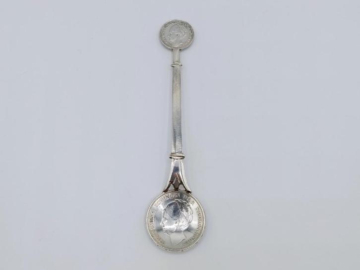Zilveren muntlepel, gulden en kwartje Wilhelmina, 1930, Antiek en Kunst, Antiek | Bestek, Verzenden