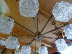 vintage kroonluchter hanglamp Hustadt 60er chrome, Ophalen, Zo goed als nieuw, Glas, 60er