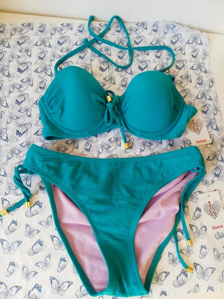 Bikini livera turquoise top B/C broekje maat 36/S, Kleding | Dames, Badmode en Zwemkleding, Nieuw, Bikini, Blauw, Ophalen of Verzenden