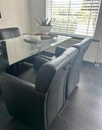 4 leren eetkamerstoelen, Huis en Inrichting, Stoelen, Ophalen, Modern/landelijk, Zwart, Leer