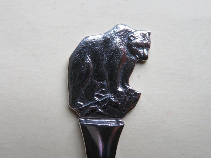 Verzilverd lepeltje WWF Grizzly Beer, Antiek en Kunst, Antiek | Bestek, Verzenden