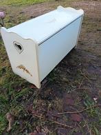 Brocante houten opbergkist met bloemmotief en harten, Ophalen, Gebruikt