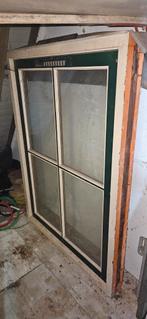 Hardhouten (merbouw) kozijn met raam en isolatieglas., Doe-het-zelf en Verbouw, Kozijnen en Schuifpuien, Ophalen, Hout, 75 tot 150 cm