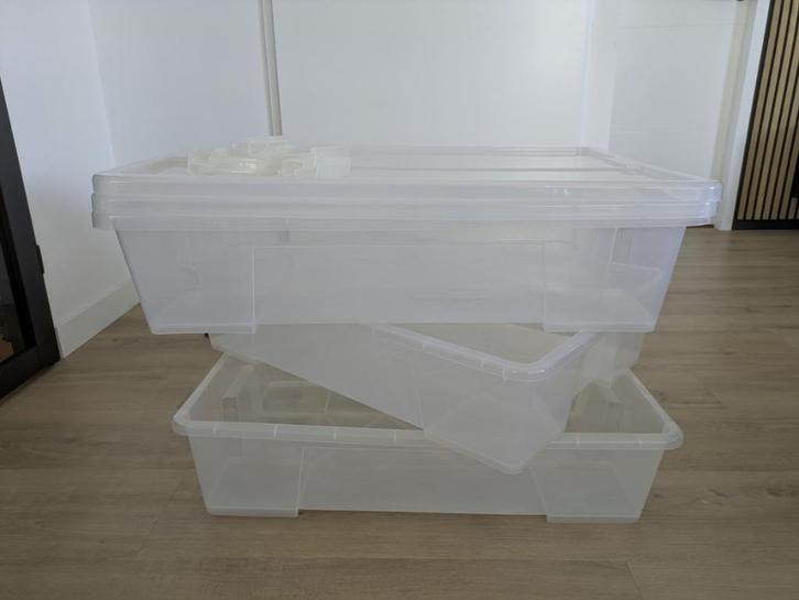 Ikea Samla bak met deksel, 3 stuks a 79x57x18 cm/55 l, Doe-het-zelf en Verbouw, Kratten en Dozen, Gebruikt, Overige typen, 75 tot 100 cm