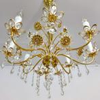 Palwa kroonluchter kristal met bloemen, 70's mid century, Ophalen of Verzenden, Gebruikt, Glas