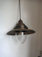 Vintage scheepslamp brons kleurig geborsteld met glazen kap, Ophalen of Verzenden, Gebruikt, Metaal, Minder dan 50 cm