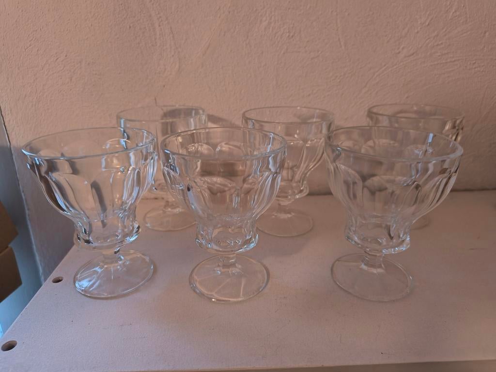 Ijscoupes , 6 stuks, Ophalen of Verzenden, Glas, Overige stijlen
