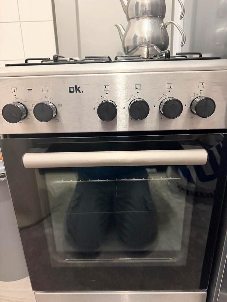 OK. Fornuis met oven, Witgoed en Apparatuur, Fornuizen, Gebruikt, Vrijstaand, Gas, 4 kookzones, 85 tot 90 cm, 60 cm of meer, Grill