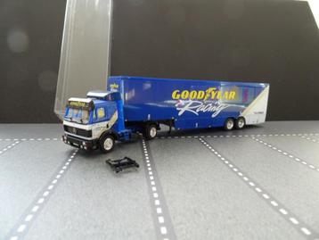 839 herpa mercedes goodyear racing oplegger 1:87 truck trein beschikbaar voor biedingen