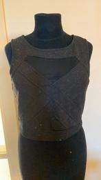 Korte top met gaas maat M, Kleding | Dames, Tops, Ophalen of Verzenden, Zo goed als nieuw, Zwart, Korte mouw
