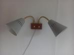 Vintage wandlampjes bedlampjes metaal en teak, Antiek en Kunst, Ophalen of Verzenden