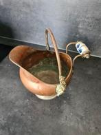 Koperen emmer kolen schop 13 cm met porseleinen handvat, Ophalen of Verzenden, Koper