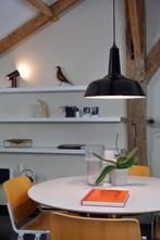Zwarte hanglamp -  emaille lamp, Huis en Inrichting, Lampen | Hanglampen, Ophalen, Landelijk, industrieel, Nieuw, Glas