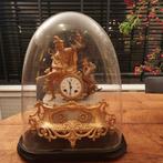 Antieke Pendule Klok met Stolp - Brons & Marmer, Antiek en Kunst, Antiek | Klokken, Ophalen of Verzenden