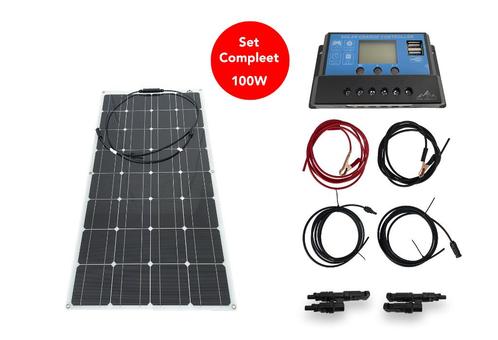 Flexibel Camper Zonnepaneel Set Compleet 100W 12V - UltraDun, Caravans en Kamperen, Kampeeraccessoires, Nieuw, Ophalen of Verzenden