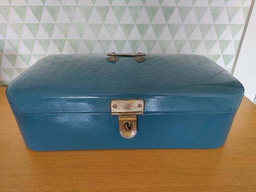 Vintage Emaille Broodtrommel - Blauw, Antiek en Kunst, Antiek | Emaille, Ophalen of Verzenden
