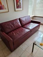 (bordeaux) rode bank, 3 zitter, leer, Ophalen, Gebruikt, Leer
