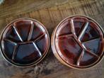 Vintage bruine fondue gourmet borden 6x, Ophalen of Verzenden