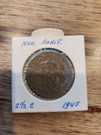 2.5 cent Nederlands indie 1945, Postzegels en Munten, Munten | Nederland, Ophalen of Verzenden, Koningin Wilhelmina, 1 cent