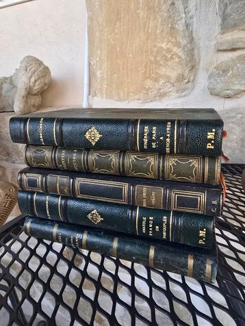 5 antieke Franse boeken met groeten kaft 1856 a 1927 €49 beschikbaar voor biedingen