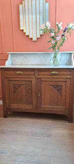 Vintage commode met marmeren blad, Ophalen, 50 tot 70 cm, 90 tot 105 cm, 100 cm of meer