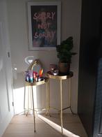 Sidetable set van 2 - Gouden poten & Zwart glas, Ophalen, Minder dan 55 cm, Gebruikt, Glas