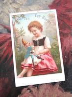 Franse reclamekaart Cacao Van Houten “Meisje met pop”, Antiek en Kunst, Ophalen of Verzenden