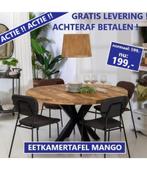 *** RONDE EETKAMERTAFEL MANGOHOUT BRUIN OF ZWART ***, Mangohout, Verzenden, Rond, Nieuw