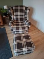 Klassieke fauteuil met voetenbank t.e.a.b., Ophalen, Gebruikt, 75 tot 100 cm, 75 tot 100 cm