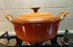 COUSANCES LE CREUSET oranje faitout gietijzer pan 28 cm (R2), Huis en Inrichting, Keramische plaat, Koekenpan of Braadpan, Gebruikt