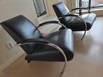 2 Zwarte Leder Gelderland Stoelen, Huis en Inrichting, Fauteuils, Ophalen