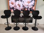 Set van 4 zwarte barkrukken, Ophalen, In hoogte verstelbaar, Zo goed als nieuw, Metaal