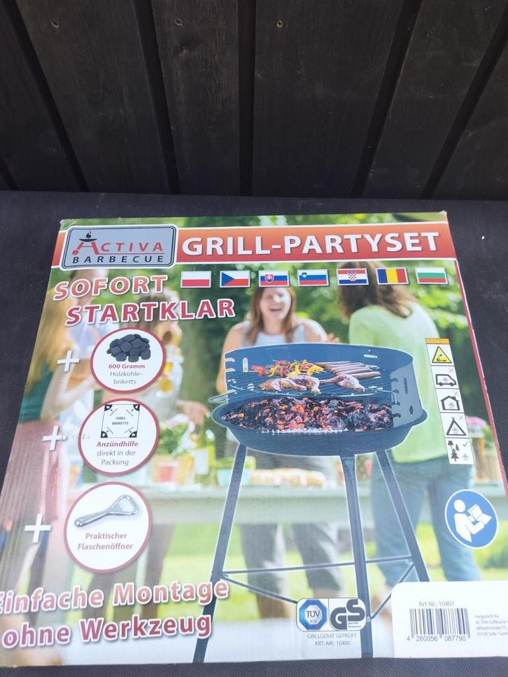 Activa Barbecue Grill-Partyset Compleet & Direct Startklaar, Tuin en Terras, Houtskoolbarbecues, Nieuw, Met accessoires, Ophalen of Verzenden